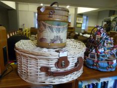 Cane Picnic Basket and a Storage Barrel