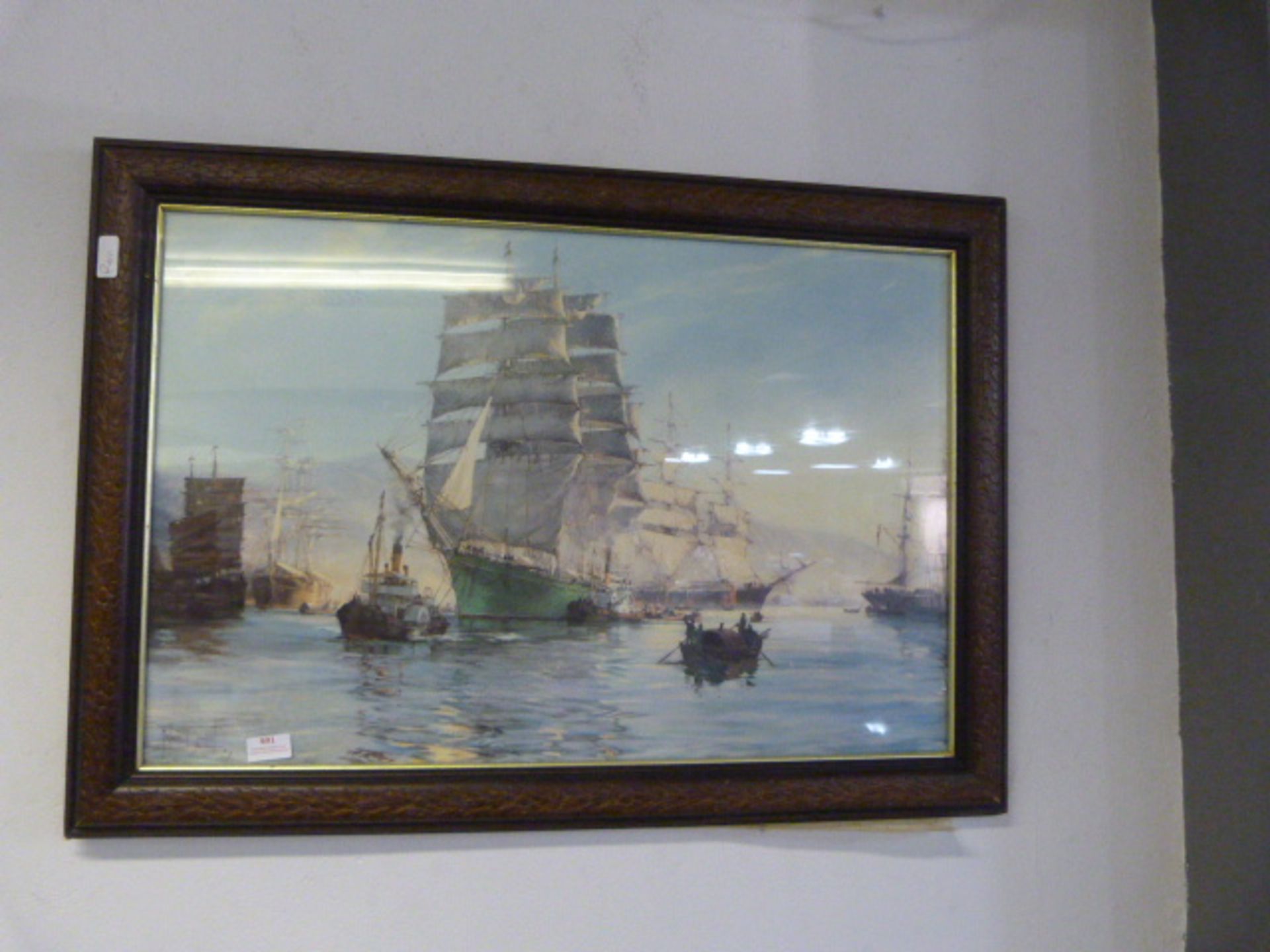 Framed Montague Dawson Print - Sailing Ship and St
