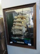 Framed Pub Mirror - Sailing Ship "Thessalus"