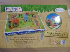 *Toytopia Wooden Train Table and 25 Piece Playset