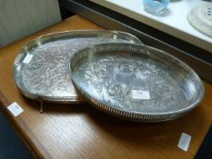 Two Silver Plated Gallery Trays