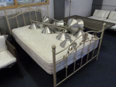White & Gilt Metal Double Bed with Rest Assured Do