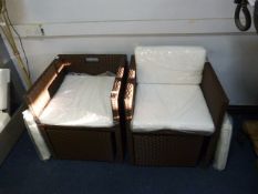*Two Rattan Cube Armchairs with Loose Cushions and