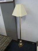Brass Corinthian Column Standard Lamp with Shade