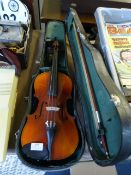 Violin with Bow and Travel Case