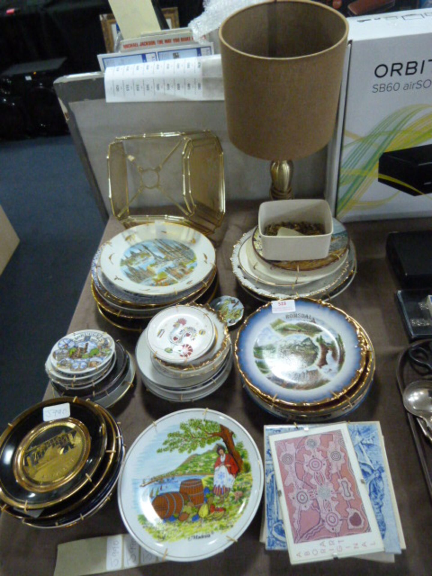 Large Quantity of Decorative Wall Plates, Brass Ef