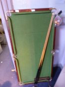 Small Tabletop Snooker Table with Balls and Cues