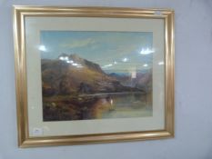 Gilt Framed Print - Lake and Mountain Landscape