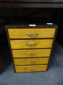 Wooden Five Drawer Collectors Chest with Brass Han