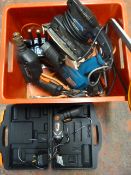 Box of Tool Including Sander, Drill, Heat Gun, Ele