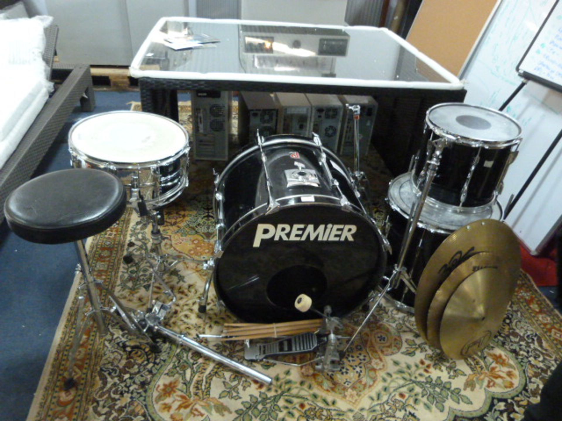 Premier Four Piece Drum Kit with Stool, Kick Pedal