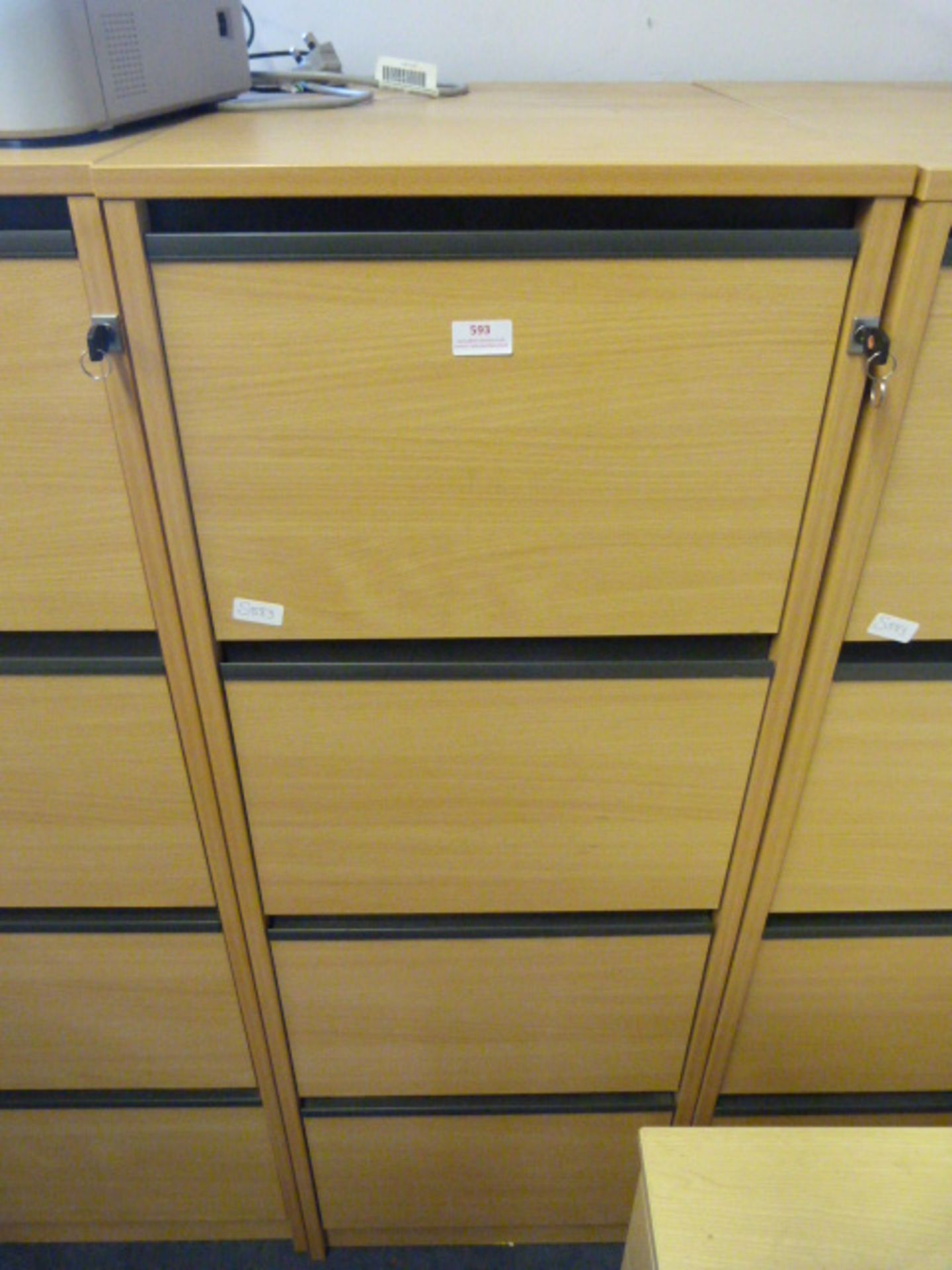 *Beech Four Drawer Filing Cabinet