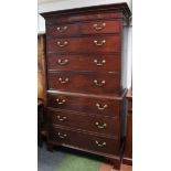 WITHDRAWN BY VENDOR PRE-SALE. A George III mahogany chest on chest, the overhanging cornice set