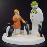 A Coalport Characters Snowman figure group, Penguin Pals, printed marks beneath, 14cm high. (boxed)