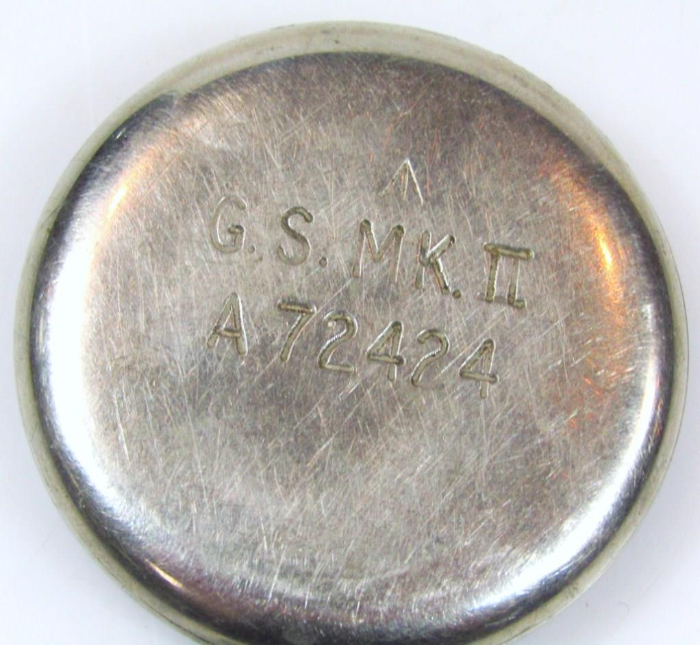 A mid 20thC war issue chrome plated open faced pocket watch, the 5cm dia. dial, with Arabic numerals - Image 2 of 3