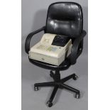 A CR101 Elite electric till, and a black leather finish office chair. (2)