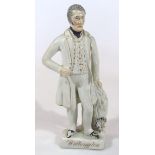 A 19thC Staffordshire figure, of The Duke Of Wellington, in standing pose, picked out with gilt