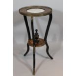A 19thC marquetry occasional table, with gallery and marble inset top, undershelf and out splayed