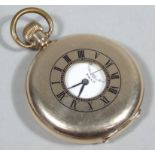A mid 20thC gold plated CYMA half hunter pocket watch, the outer case of plain outline with