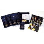 Various cased and commemorative and other coins, comprising a 2010 UK coin set, in black case,