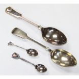 A late Victorian silver tablespoon, Fiddleback pattern, crested, Sheffield 1898, 20cm wide, an