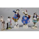 A pair of 19thC Samson porcelain figures, of a lady and gentleman each dressed in finery, he in blue