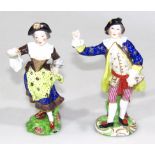 A pair of 19thC Samson figures, of a lady and gentleman each dressed in flowing robes, polychrome