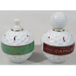 A Limoges Castel 22ct gold finish golf ball decanter and stopper, named banding, the main body