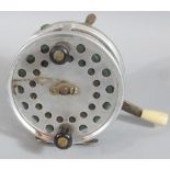 A 20thC Hardy Sea Silex casting reel, chrome plated with metal mounts, articulated to the centre,