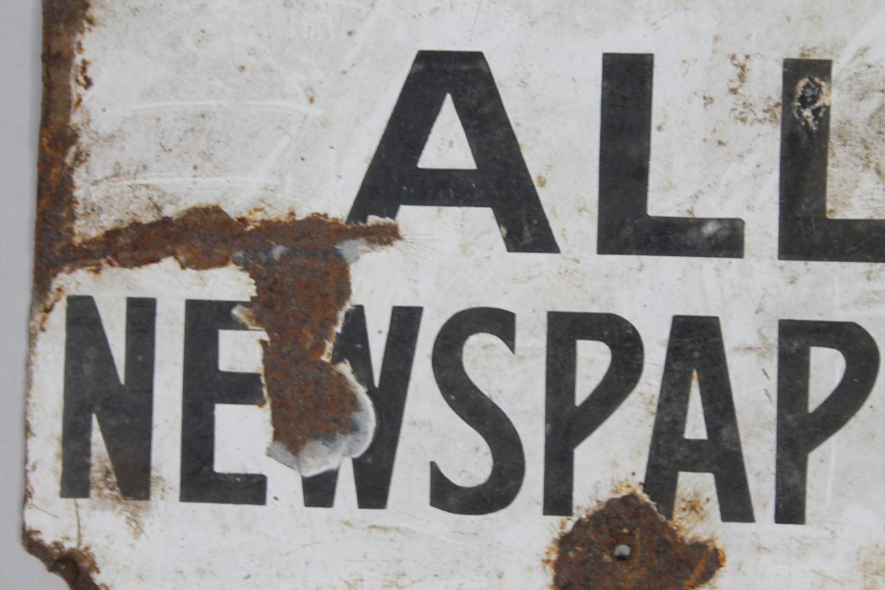 An enamel metal sign Early Delivery of Daily Mail and All Newspapers, red and black type on white - Image 2 of 2