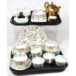 A Minton Haddon Hall pattern part service, to include serving dish, 29cm wide, cups, saucers,