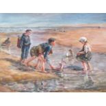 Manner Of Birkett Foster. Children and boats on the beach, watercolour, unsigned, 32cm x 42cm.