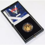 A 22ct gold United Kingdom proof £2 coin, the end of WWII 1945-2005, with outer case, boxed with