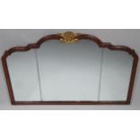 A 20thC George I style walnut framed mirror, of shaped outline centred with gilt wood shell and