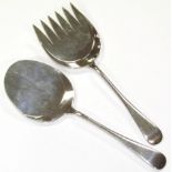 A pair of George V silver salad servers, by Asprey & Co., Old English pattern with heavy ends,