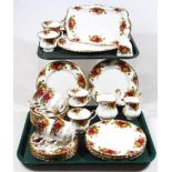 A Royal Albert Old Country Roses part tea service, to include oval serving plate, 33cm wide,
