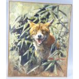 Andrew Haslen (fl.1984). Startled Fox in the Undergrowth, oil on canvas, signed and dated, 58cm x