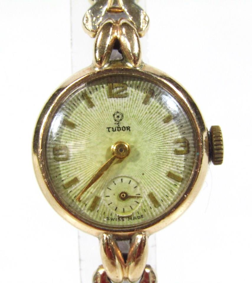 A 20thC ladies Rolex Tudor cocktail watch, the circular 1.5cm dia. dial with baton pointers,