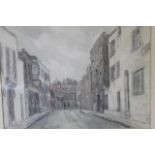 •Amy Joseph (20thC). Street scene, Fainhult Street, London, pencil and water colour, mixed media,