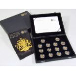 A 1983-2008 25th Anniversary £1 coin collection, comprising 14 proof silver and gilt coloured £1