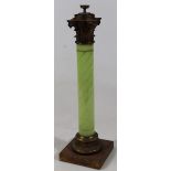An early 20thC Corinthian column table lamp, with an upper gilt highlighted cylindrical glass stem