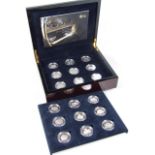A Royal Mint Classic British motor cars silver coin set, comprising 18 coins in polished case,