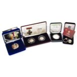 Various commemorative coins, etc, to include a cased Victoria Cross 50p collection, a silver Ashes