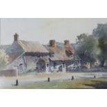 •Tom Thorne (20thC). Banburgh Post Office, watercolour, signed, dated '95, 23cm x 36cm.