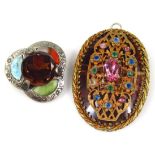 Two vintage brooches, to include a silver plated brooch, and an imitation tortoiseshell backed