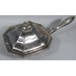 A 20thC silver plated serving pan, with an outer gadrooned decoration, removable sectional insert