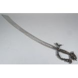 A highly decorative 20thC sabre sword, with decorative blade, shaped handle and floral guard, 89cm