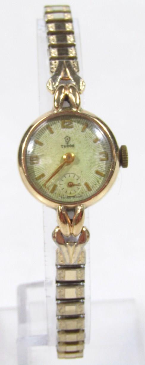 A 20thC ladies Rolex Tudor cocktail watch, the circular 1.5cm dia. dial with baton pointers, - Image 2 of 3