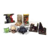 Various Clarecraft Discworld figures, groups, etc., to include Death bookend, DW12, 14cm high, other