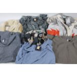 Various designer clothing, Ralph Lauren clothing, textured blouse, Armani jumpers, Boss,